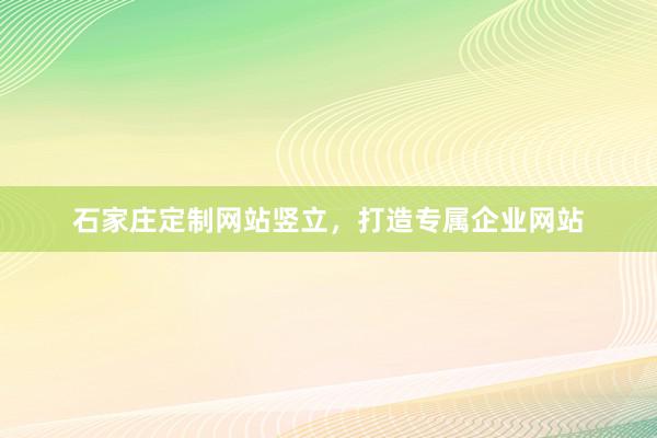 石家庄定制网站竖立，打造专属企业网站
